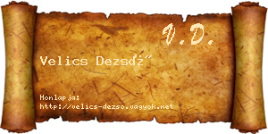 Velics Dezső névjegykártya